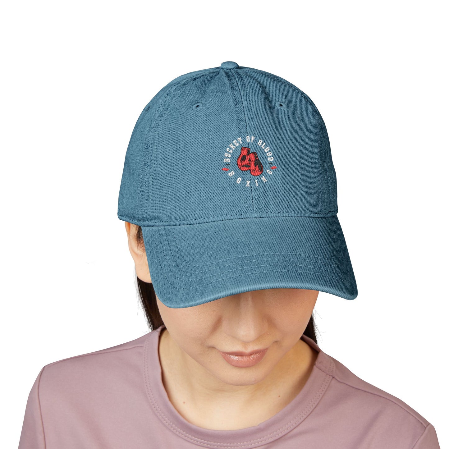 Denim Hat - Embroidered Bucket of Blood Denim Hat