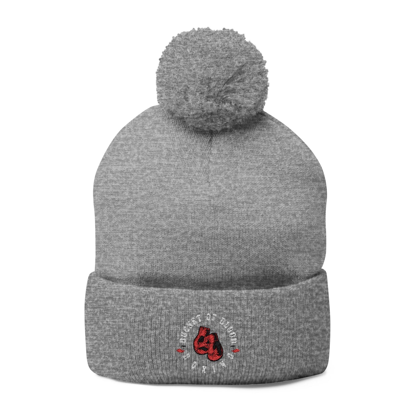 Beanie - Embroidered Knit Cap - Pom-Pom Beanie