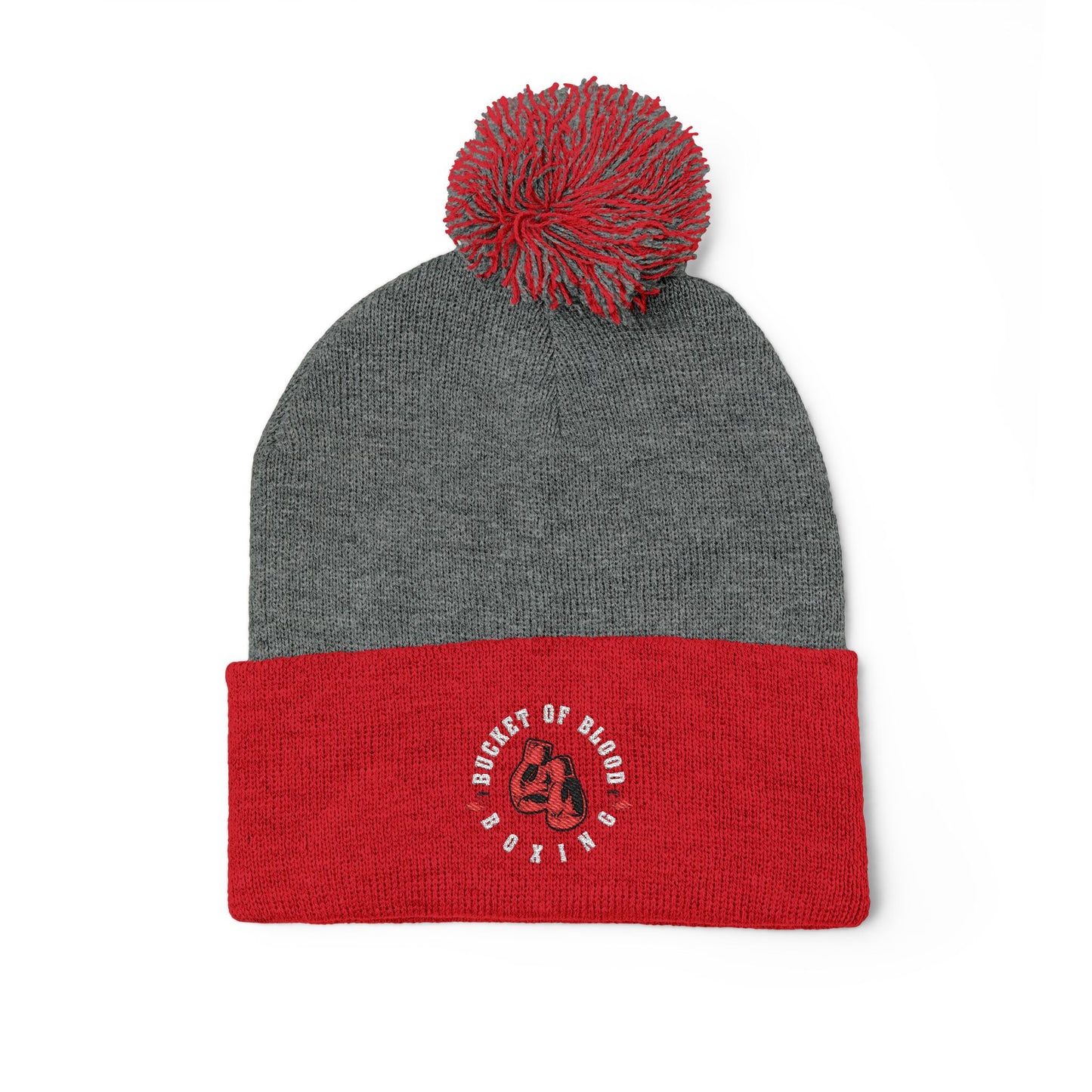 Beanie - Embroidered Knit Cap - Pom-Pom Beanie