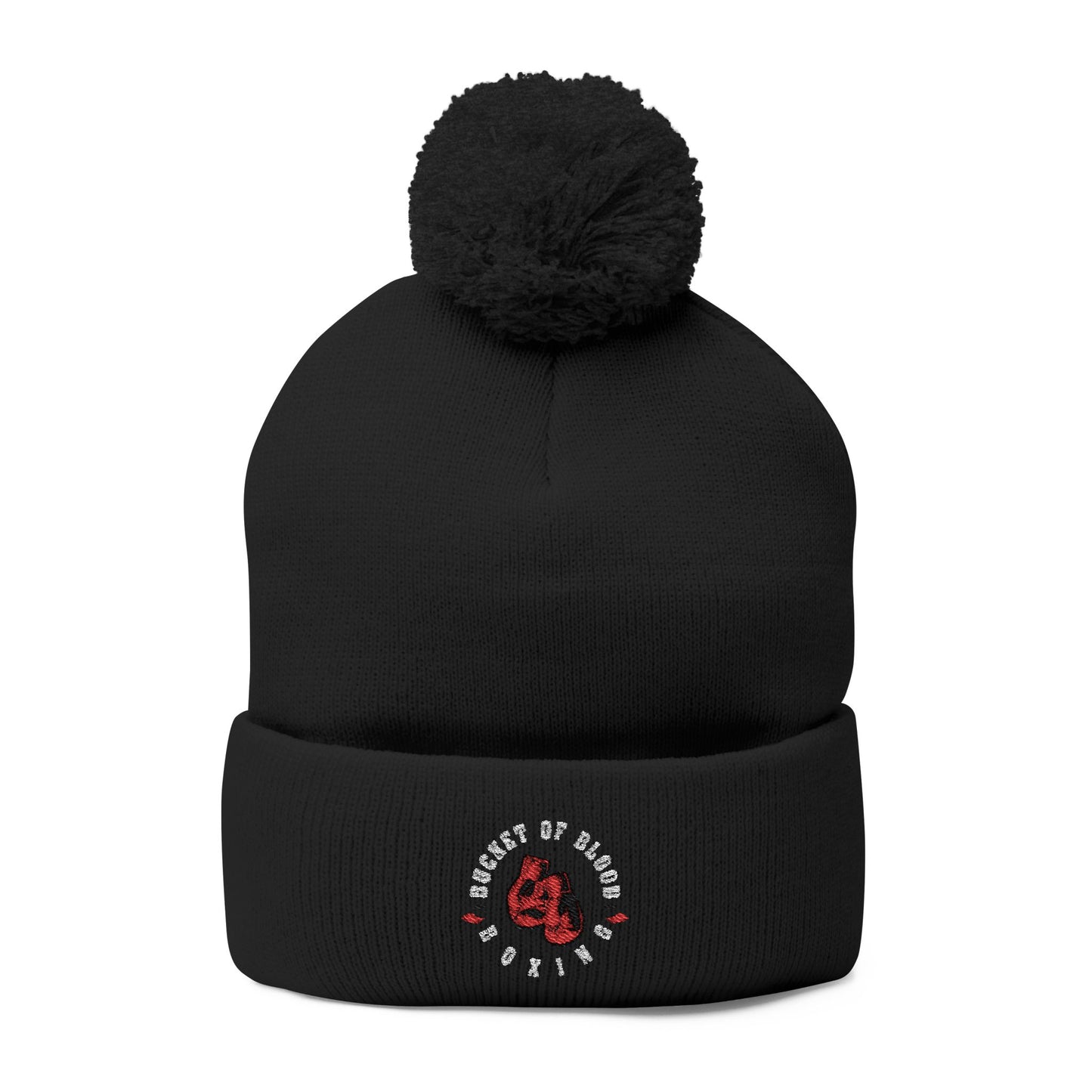 Beanie - Embroidered Knit Cap - Pom-Pom Beanie
