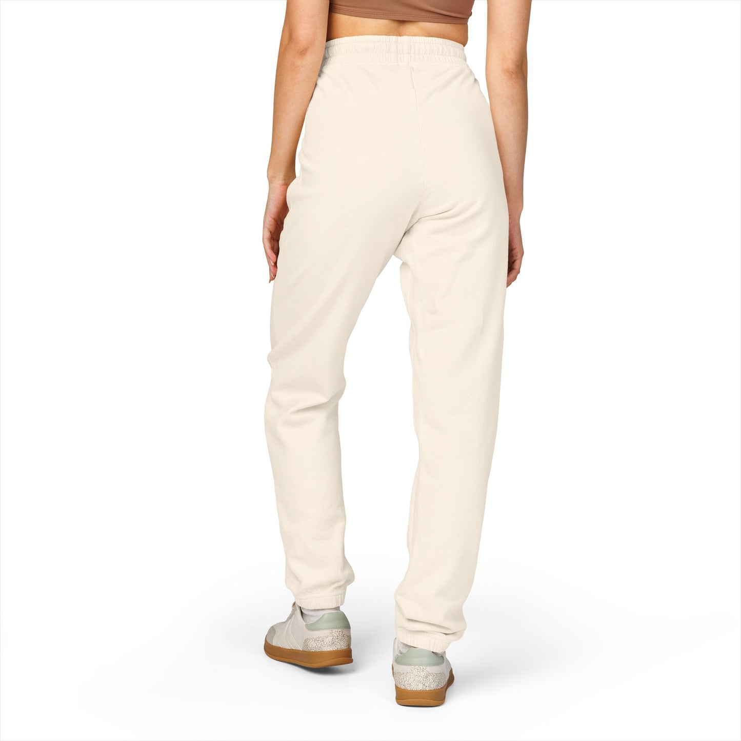 Embroidered Rose Jogger Sweatpants — Cozy Garment-Dyed Fleece