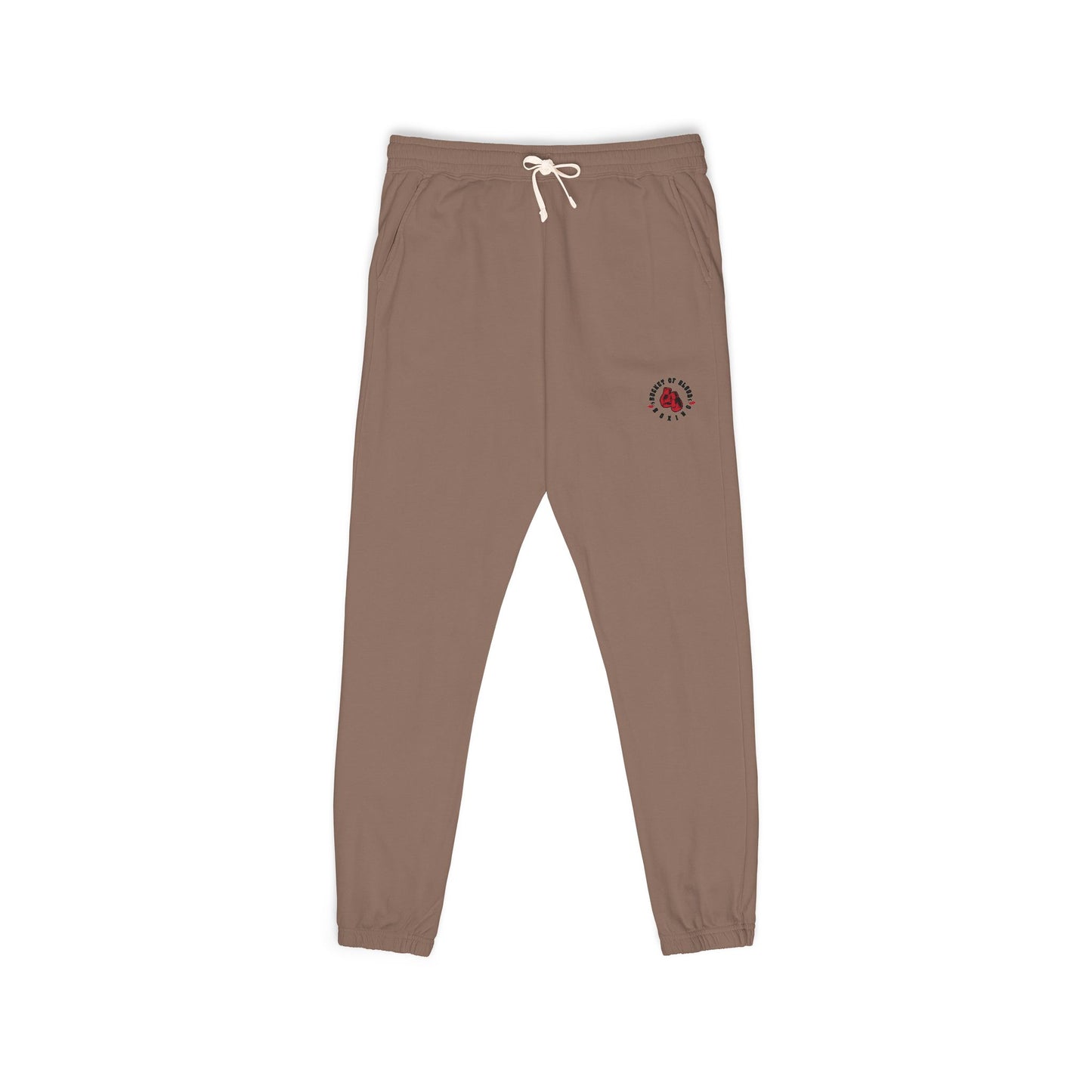 Embroidered Rose Jogger Sweatpants — Cozy Garment-Dyed Fleece