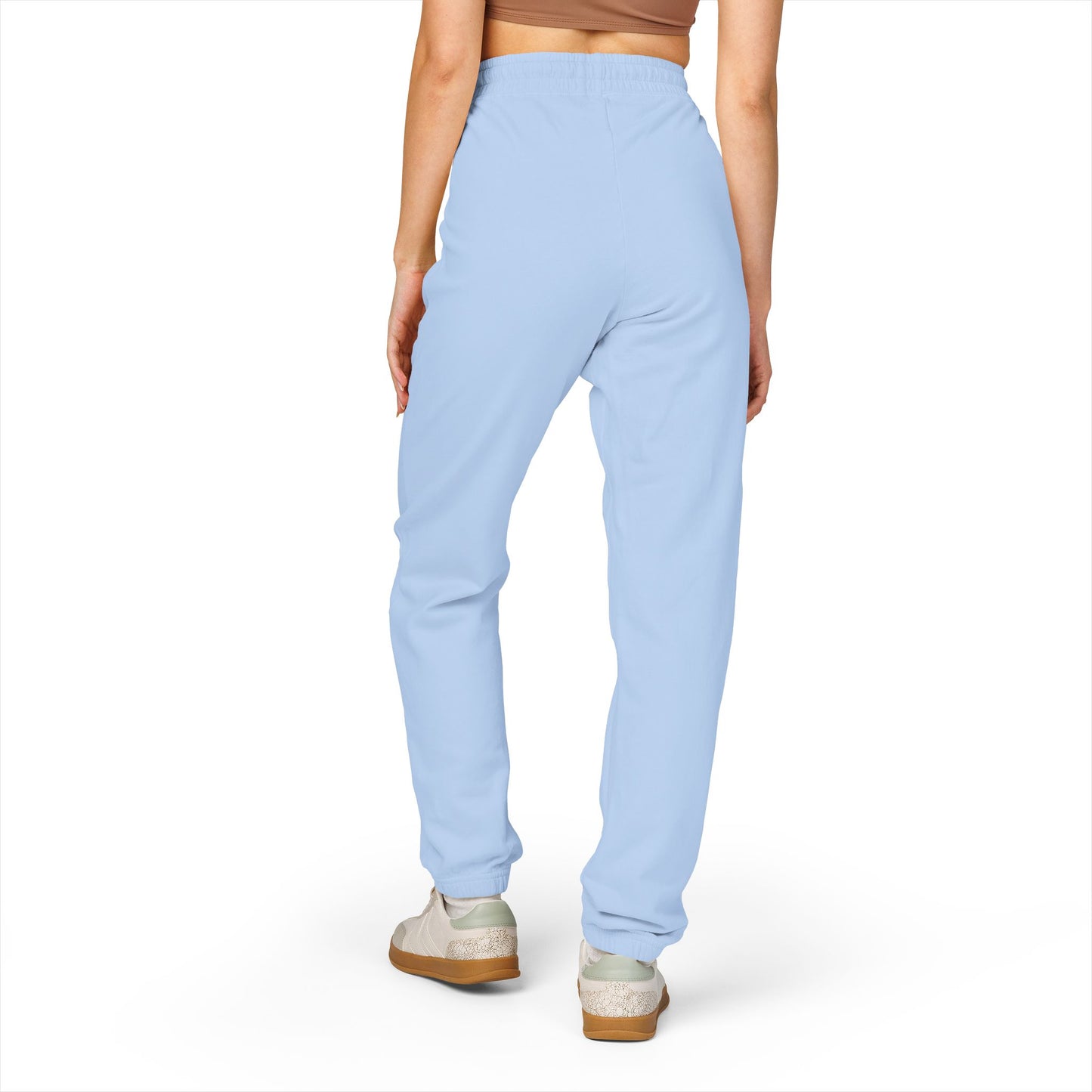 Embroidered Rose Jogger Sweatpants — Cozy Garment-Dyed Fleece