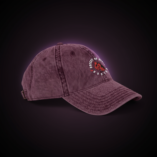 Retro embroidered boxing logo cap, vintage-style cotton cap with low-profile six-panel design and subtle handcrafted embroidery