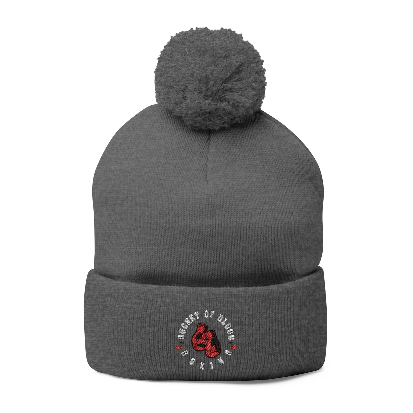 Beanie - Embroidered Knit Cap - Pom-Pom Beanie