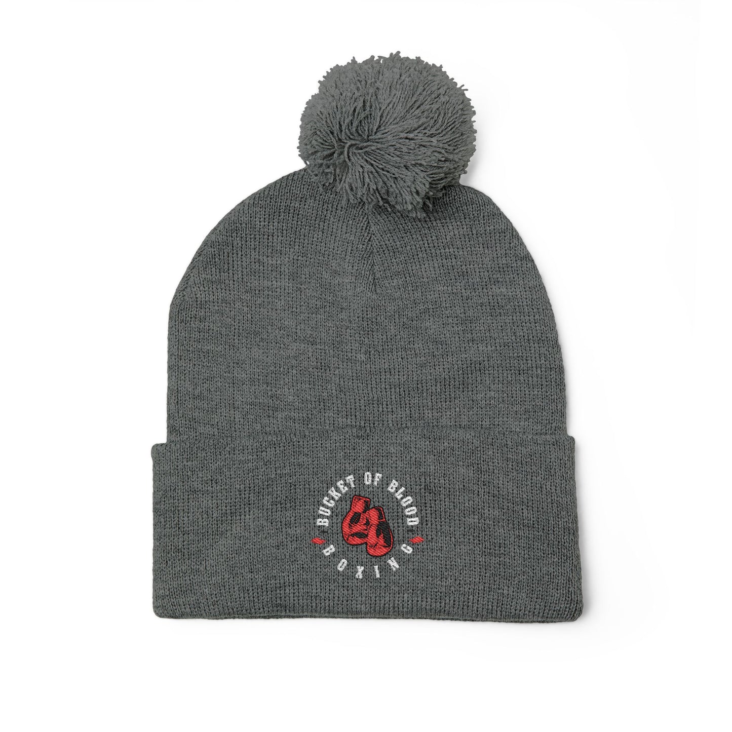 Beanie - Embroidered Knit Cap - Pom-Pom Beanie
