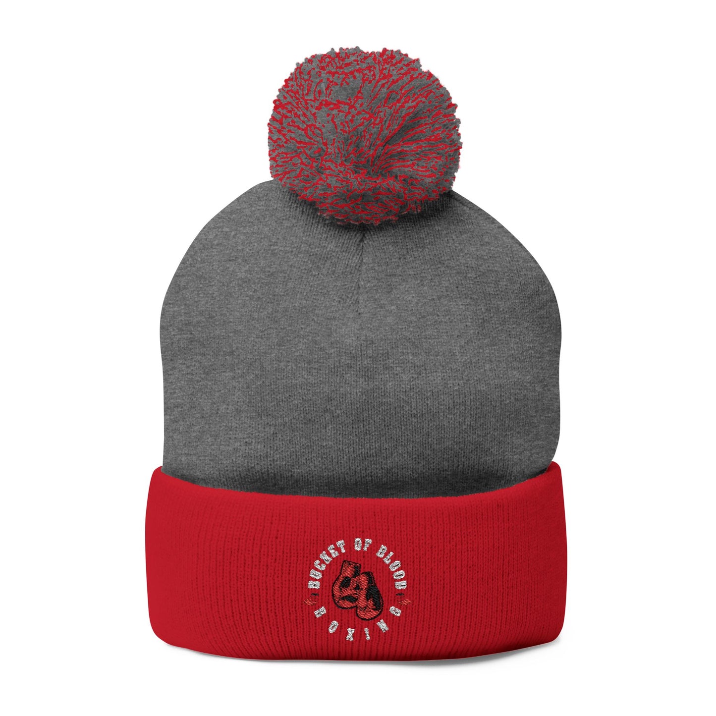 Beanie - Embroidered Knit Cap - Pom-Pom Beanie