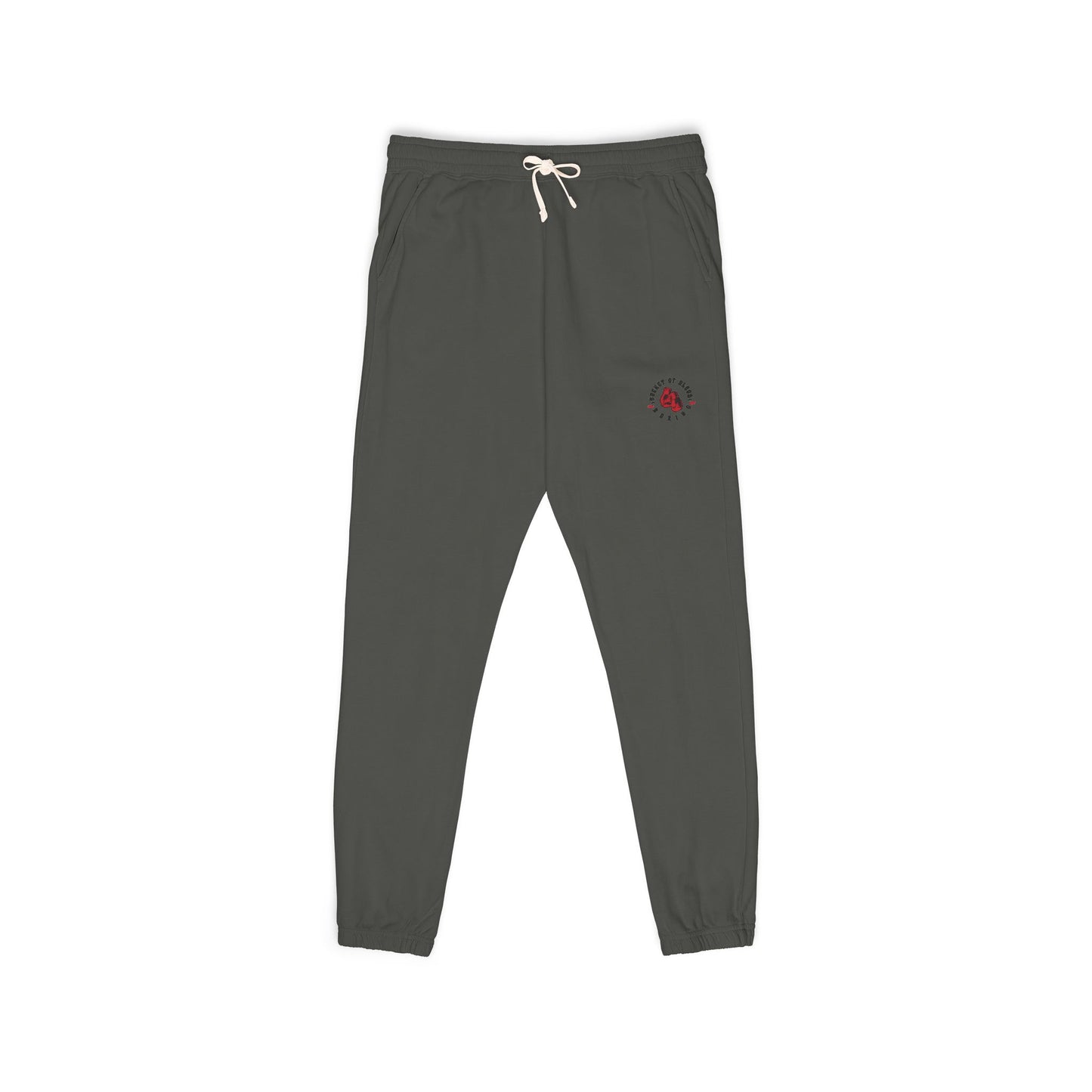 Embroidered Rose Jogger Sweatpants — Cozy Garment-Dyed Fleece