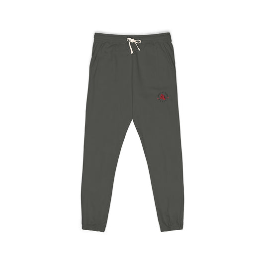 Embroidered Rose Jogger Sweatpants — Cozy Garment-Dyed Fleece