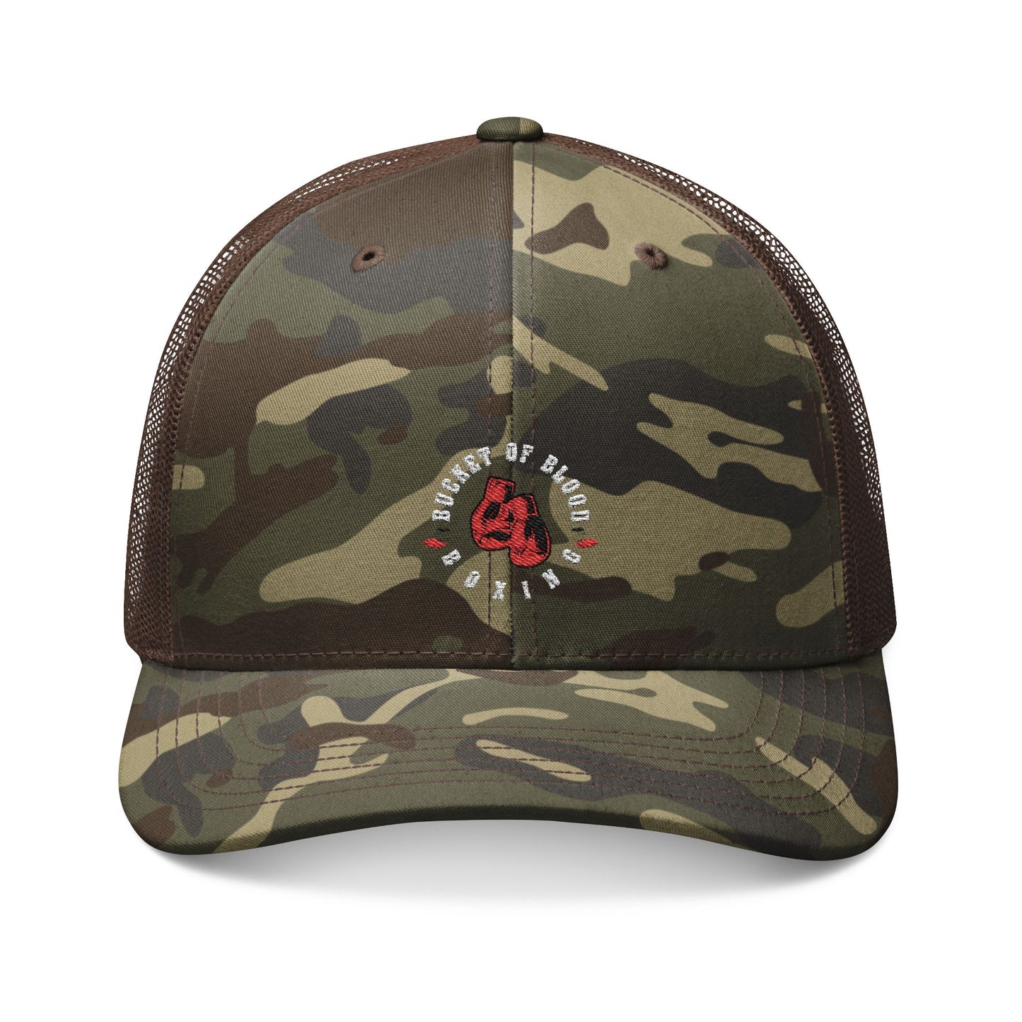 Trucker Hat - Embroidered “Bucket of Blood" Camo Hat