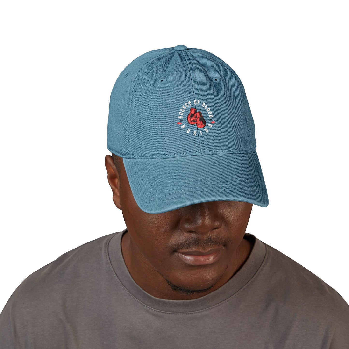 Denim Hat - Embroidered Bucket of Blood Denim Hat