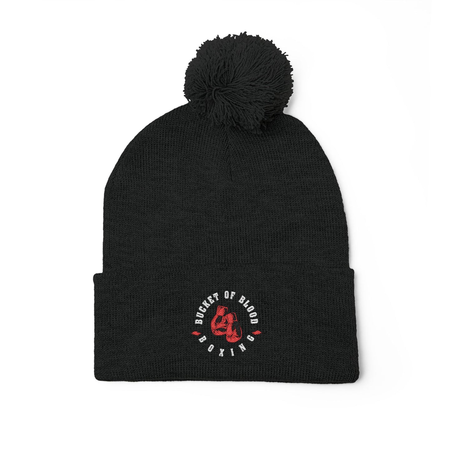 Beanie - Embroidered Knit Cap - Pom-Pom Beanie