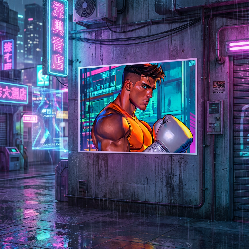 Boxer Gym Art Poster with professional poster printing, featuring a powerful boxer ideal for gym and workout wall décor