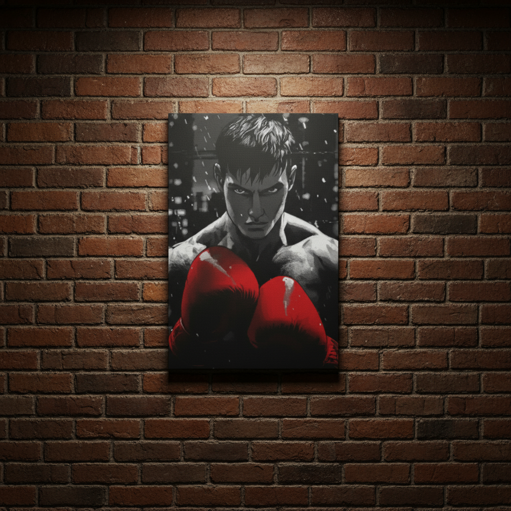 Bold Boxer Wall Art canvas print featuring motivational boxing imagery for home gym, office, or fitness-inspired decor