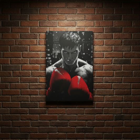 Bold Boxer Wall Art canvas print featuring motivational boxing imagery for home gym, office, or fitness-inspired decor