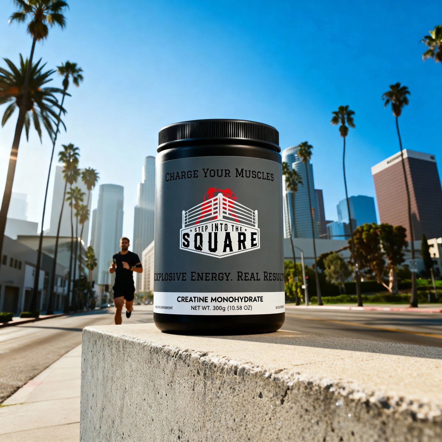 Creatine monohydrate supplement powder supporting muscle strength, energy, and workout recovery