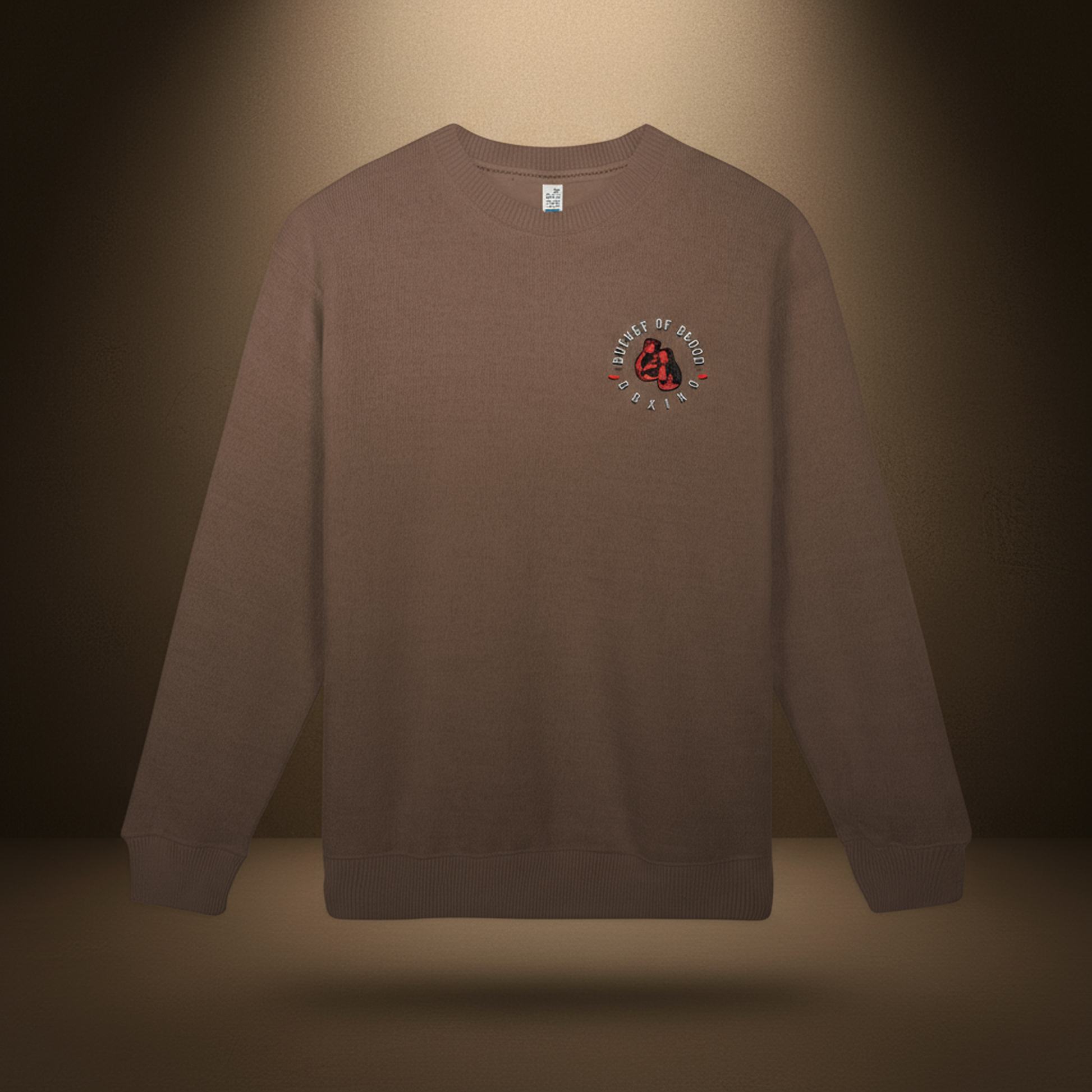 Nantucket sweatshirt crewneck in muted brown with small sun-warmed embroidered motif on left chest, cozy casual layer
