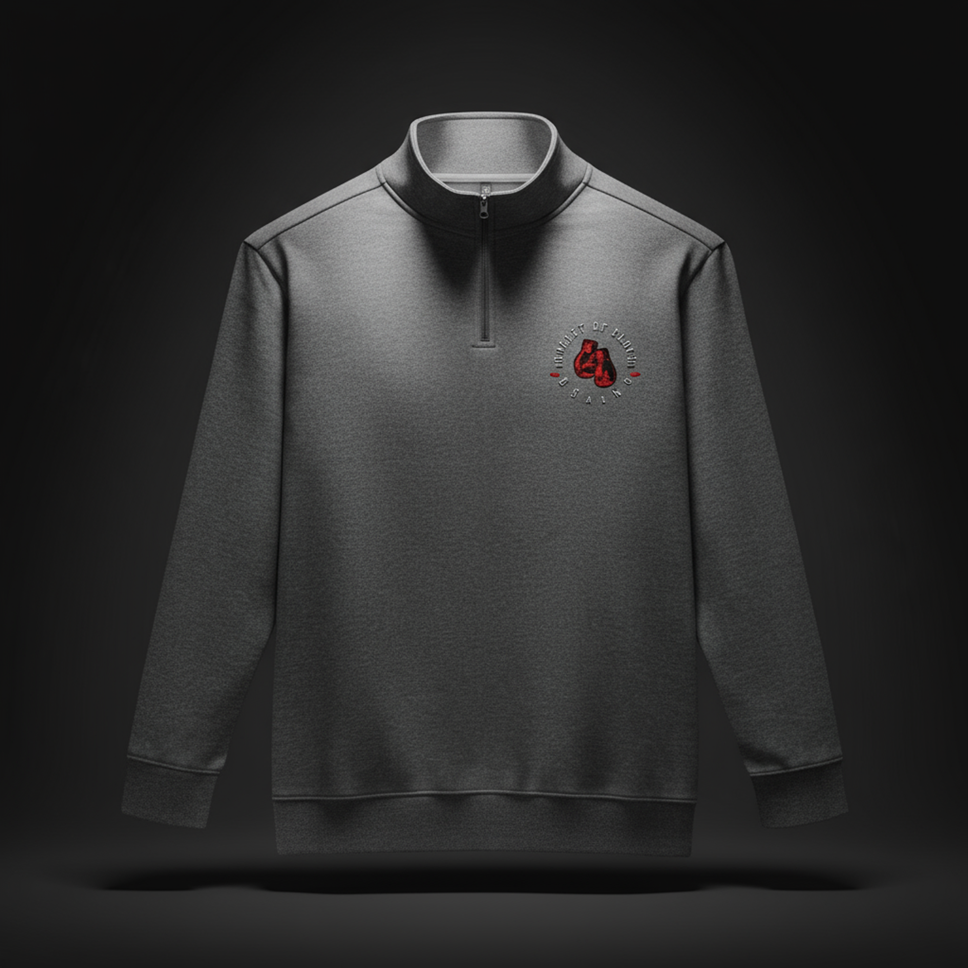 Cozy zip-neck fleece sweatshirt with hand-stitched floral emblem, soft fleece jacket for layering and casual everyday wear