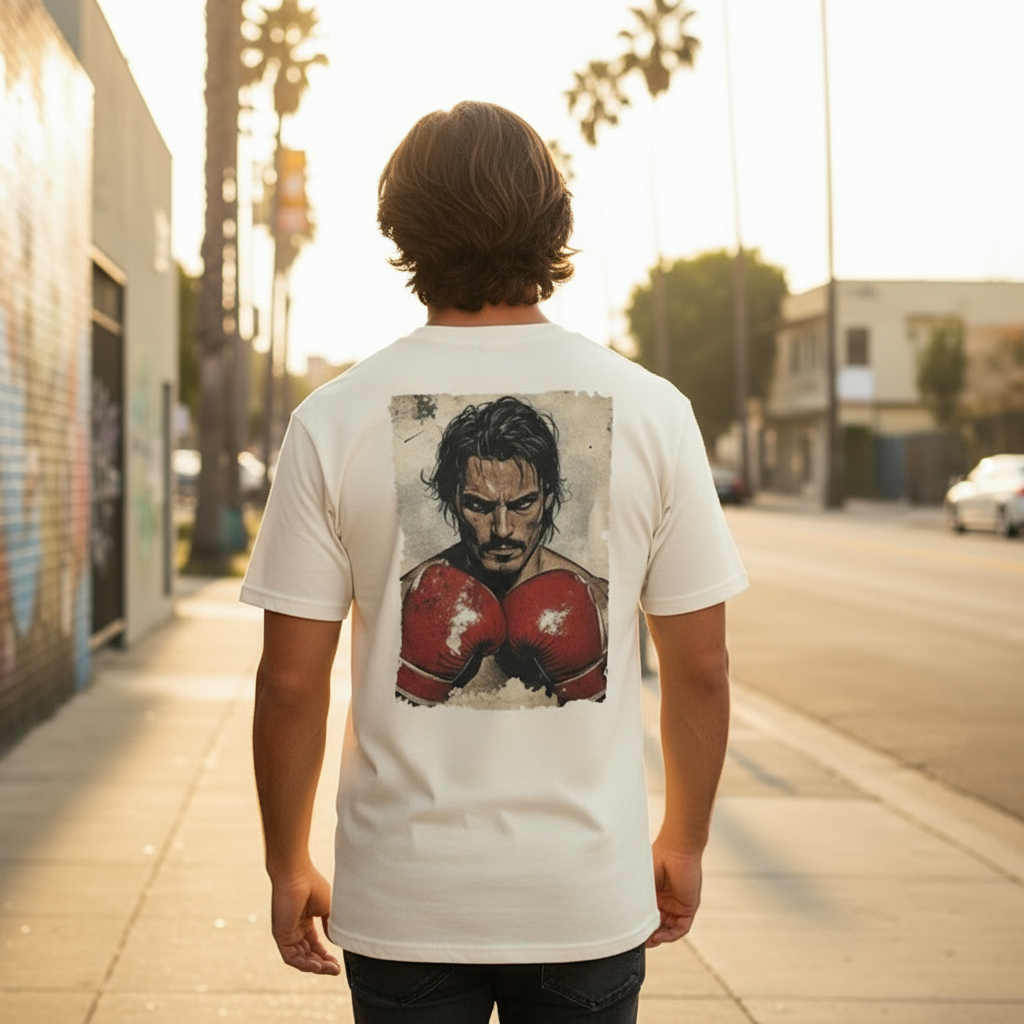 T shirts mens t shirts dyed with vintage boxing design – retro casual tee for lounging, everyday wear, and sports enthusiasts
