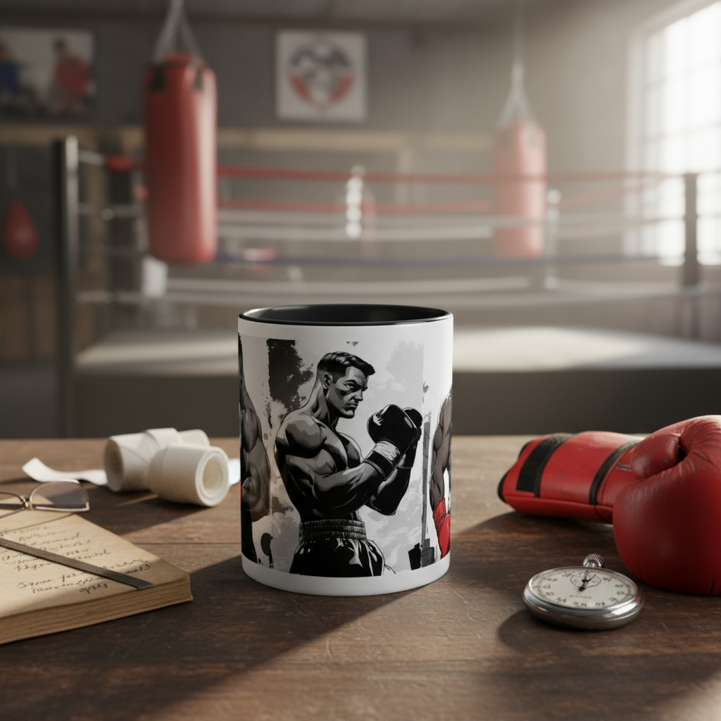 Two tone coffee cup with vibrant multicolor design, one of the cool mugs for coffee and tea lovers
