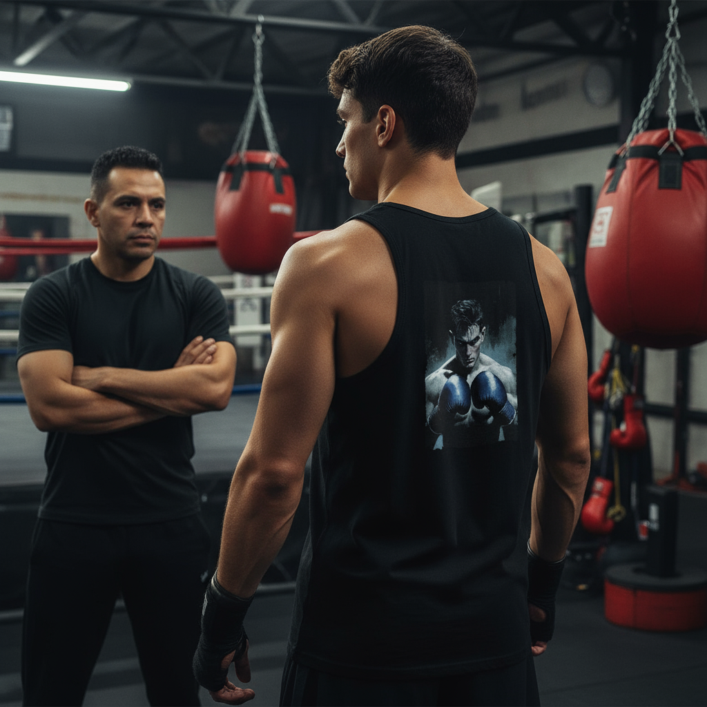 Boxing themed men's soft style tank top, tank top men for gym, casual, and summer wear