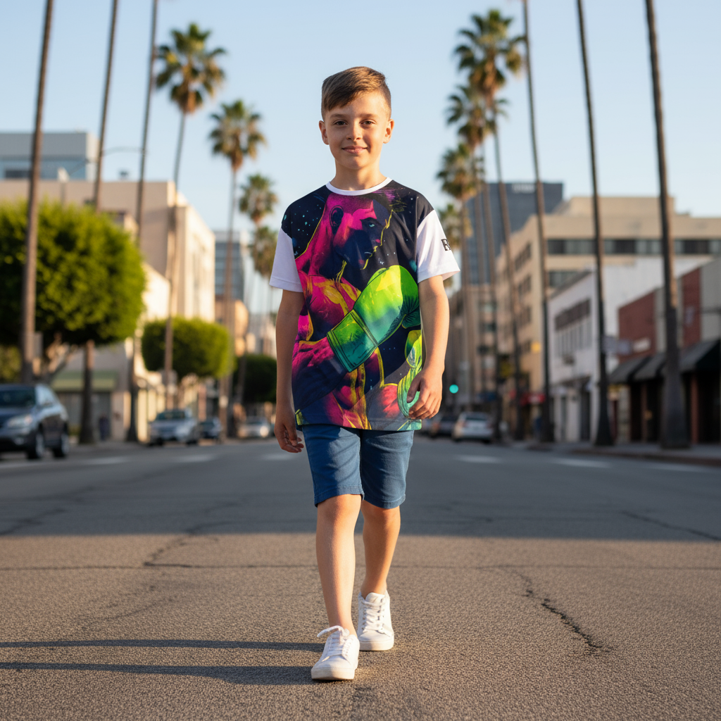 Vibrant kids sports jersey with bold colors and moisture-wicking fabric, ideal apparel for sports and active play