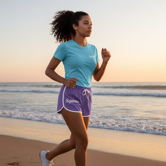 Square Print Women's Relaxed Shorts, lightweight and comfortable shorts for women, perfect for beach trips, casual outings, or lounging at home