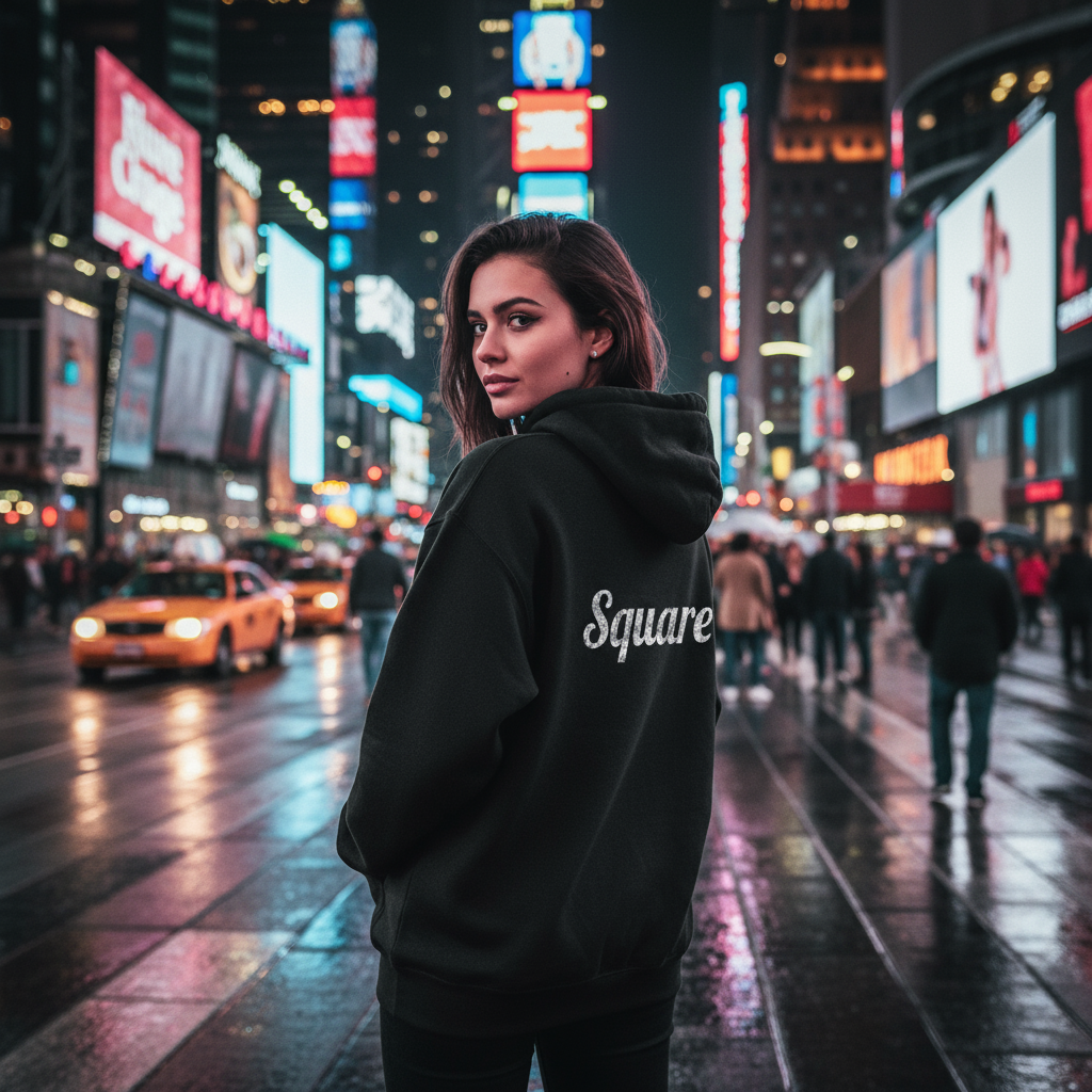 Square Unisex Style Hooded Sweatshirt – Soft Cotton-Poly Hoodie for Men & Women, Activewear Apparel
