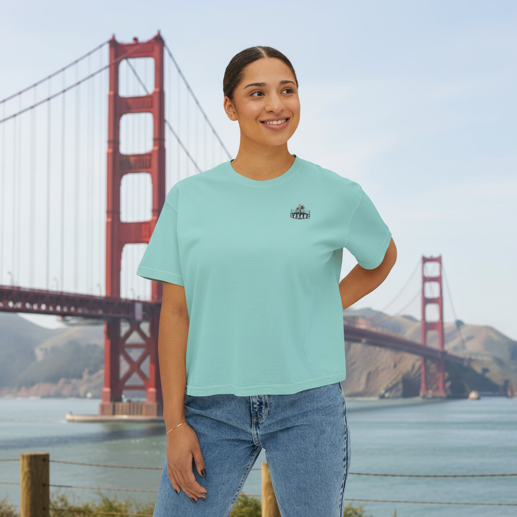 Casual Women's Boxy Tee in soft cotton, trendy fitness apparel and summer top for casual wear