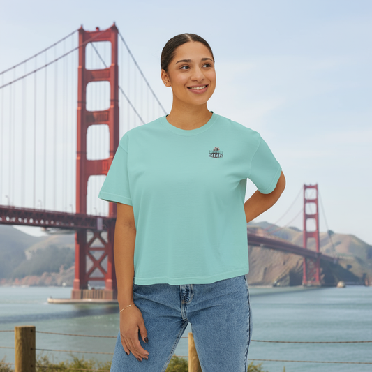 Casual Women's Boxy Tee in soft cotton, trendy fitness apparel and summer top for casual wear